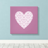 Scroll Damask PTN Heart Mauve & Pink Canvas Afdruk (Insitu (Houten vloer))