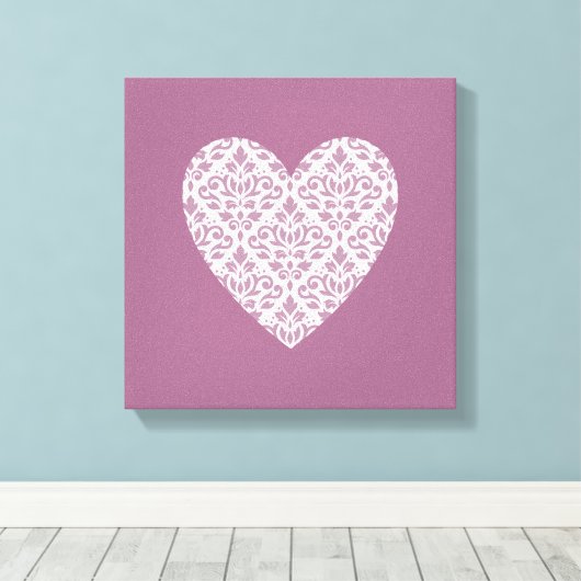 Scroll Damask PTN Heart Mauve & Pink Canvas Afdruk (Insitu (Houten vloer))