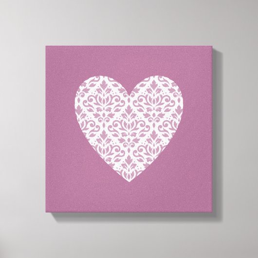 Scroll Damask PTN Heart Mauve & Pink Canvas Afdruk (Voorkant)