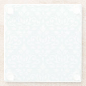 Scroll Damask Ptn White op Duck Egg Blue Glazen Onderzetter (Achterkant)