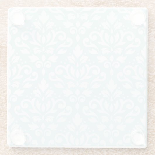 Scroll Damask Ptn White op Duck Egg Blue Glazen Onderzetter (Achterkant)