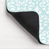 Scroll Damask Ptn White op Duck Egg Blue Muismat (Hoek)