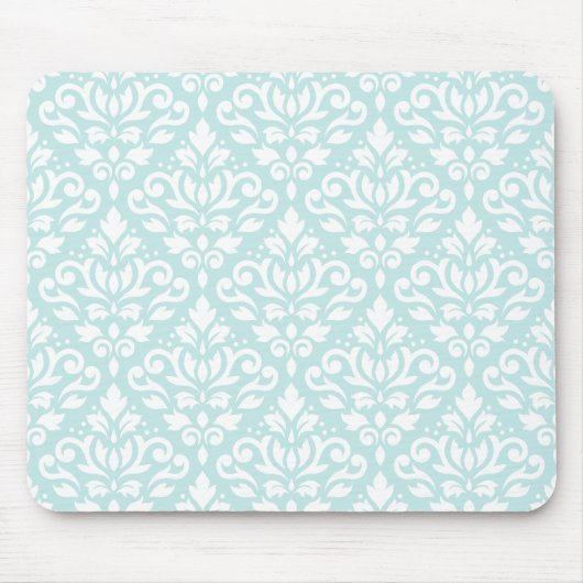 Scroll Damask Ptn White op Duck Egg Blue Muismat (Voorkant)