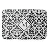 Scroll Damask Ptn Zwart op Wit (gepersonaliseerd) Badmat (Voorkant)