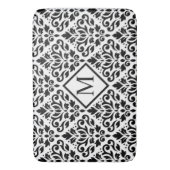 Scroll Damask Ptn Zwart op Wit (gepersonaliseerd) Badmat (Voorkant Verticaal)