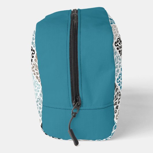 Scroll Damask RPT Patroon Teals Browns White Toilettasje (Rechts)