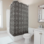 Scroll Damask RPT Pattern Taupe Cream Black Douchegordijn (In situ)