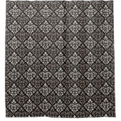 Scroll Damask RPT Pattern Taupe Cream Black Douchegordijn (Voorkant)