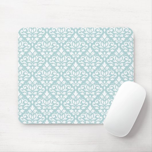 Scroll Damask Rpt Pton White op Eend Ei Blauw (B) Muismat (Met muis)