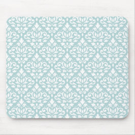 Scroll Damask Rpt Pton White op Eend Ei Blauw (B) Muismat