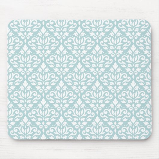 Scroll Damask Rpt Pton White op Eend Ei Blauw (B) Muismat (Voorkant)