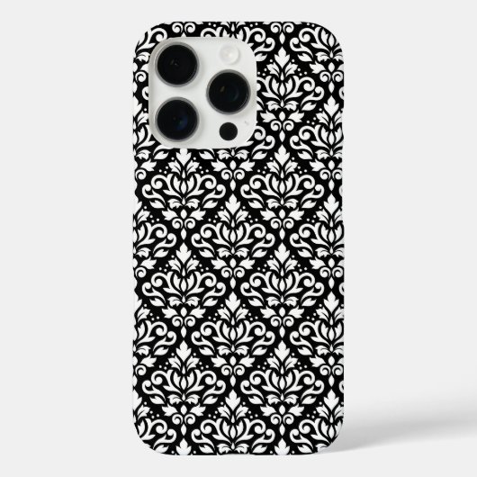 Scroll Damask White op Black Pattern Case-Mate iPhone Case (Achterkant)