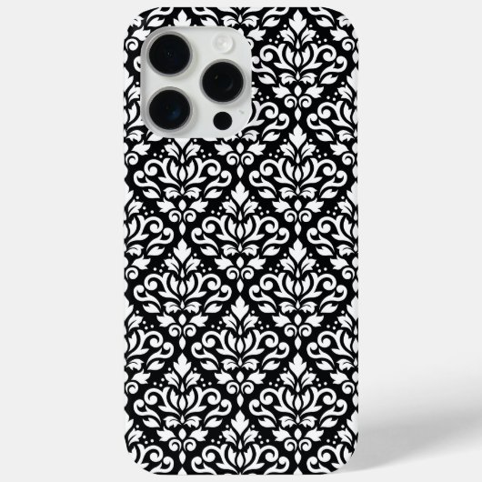 Scroll Damask White op Black Pattern Case-Mate iPhone Case (Achterkant)