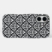 Scroll Damask White op Black Pattern Case-Mate iPhone Case (Achterkant (horizontaal))