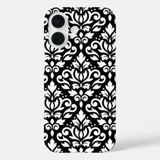 Scroll Damask Wit op Zwart Groot Patroon Case-Mate iPhone Case (Achterkant)