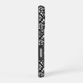 Scroll Damask Wit op Zwart Patroon iPhone Hoesje (Rechterkant)