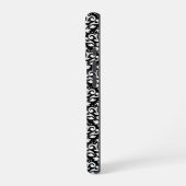Scroll Damask Wit op Zwart Patroon iPhone Hoesje (Linkerkant)