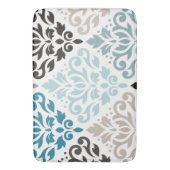 Scroll Damask XLg Pattern Art Teals Browns Wit Badmat (Voorkant Verticaal)