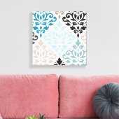 Scroll Damask XLg Pattern Art Teals Browns Wit Canvas Afdruk (Insitu (Woonkamer))