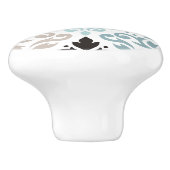 Scroll Damask XLg Pattern Art Teals Browns Wit Keramische Knop (Zijkant)