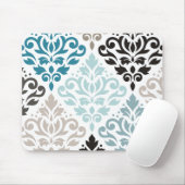 Scroll Damask XLg Pattern Art Teals Browns Wit Muismat (Met muis)