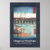 Scroll Design Hiroshige Ryogoku Woodblock Print (Voorkant)