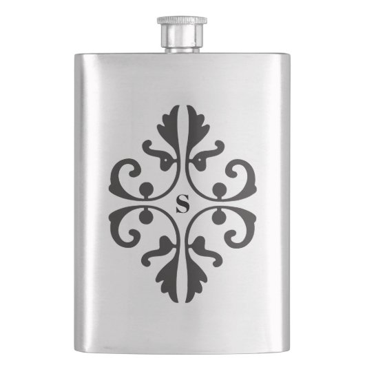 Scroll Design met Monogram Heupfles (Voorkant)
