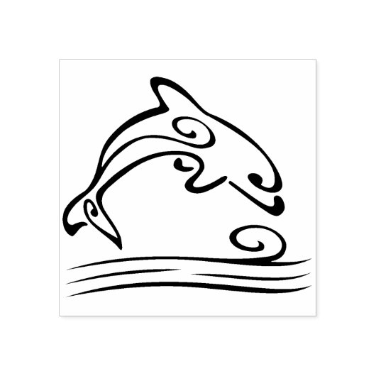 scroll dolphin art stamp rubberstempel (Afrduk)