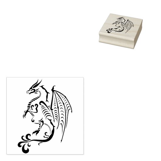 Scroll Dragon Illustratie Art Stempel (Gestempeld)