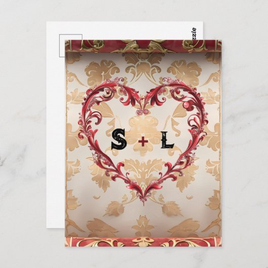  Scroll en  Hart Valentijnsdag Briefkaart (Voorkant / Achterkant)