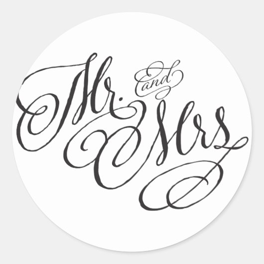 Scroll Font Mr en Mrs Wedding Sticker (Voorkant)