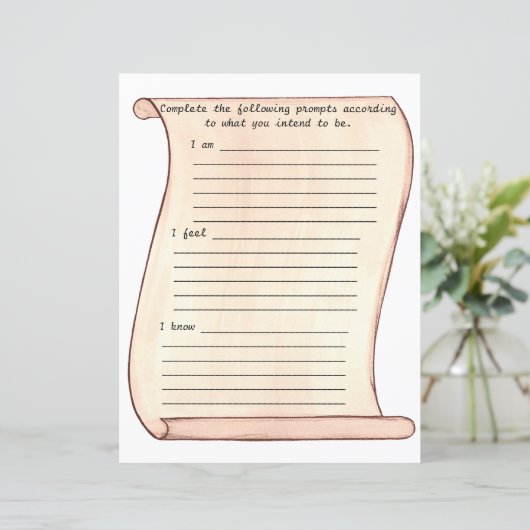 Scroll, ik ben, ik voel, ik weet het, gevoerd dagb (Staand voorkant)