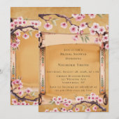 Scroll Japanese Cherry Blossom Vrijgezellenfeest Kaart (Voorkant / Achterkant)