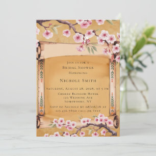 Scroll Japanese Cherry Blossom Vrijgezellenfeest Kaart