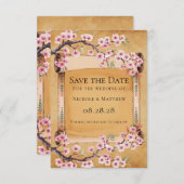 Scroll Japanse kersenbloesem bruiloft Save The Date (Voorkant / Achterkant)