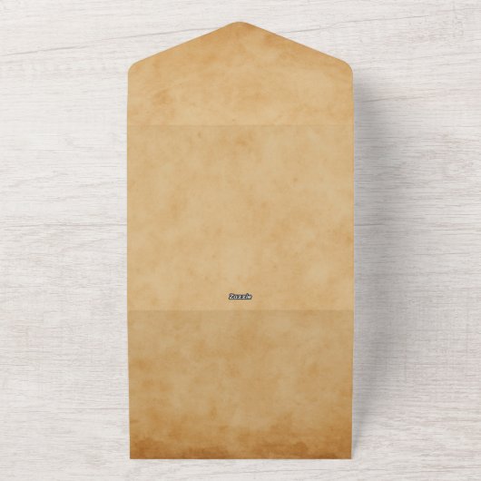 Scroll Japanse kersenbloesem bruiloft vieren All In One Uitnodiging (Buitenkant)