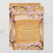 Scroll Japanse Kersenbloesem Brunch en Bubbly Kaart (Voorkant / Achterkant)