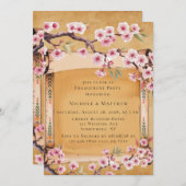 Scroll Japanse Kersenbloesem Verlovingsfeest Kaart (Voorkant / Achterkant)