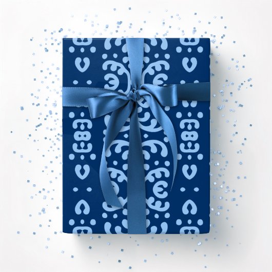 Scroll Kant in Blauwe Indigo Cadeaupapier