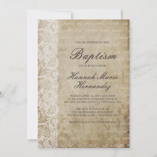 Scroll Lace doop uitnodiging (Voorkant)