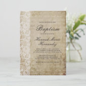 Scroll Lace doop uitnodiging (Staand voorkant)