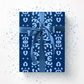 Scroll Lace in Blue Indigo Cadeaupapier