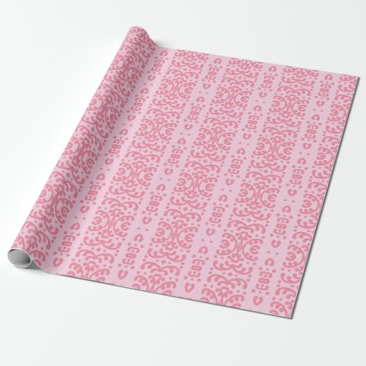 Scroll Lace in Pink Cadeaupapier (Uitgerold)