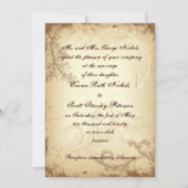 Scroll leaf  bruin beige huwelijksuitnodiging kaart (Voorkant)