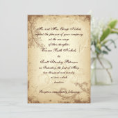 Scroll leaf  bruin beige huwelijksuitnodiging kaart (Staand voorkant)
