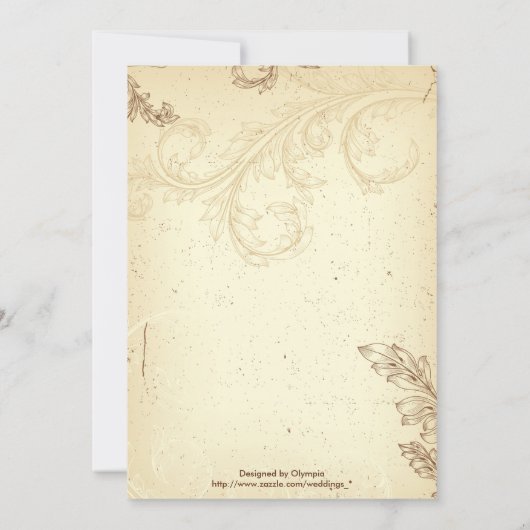 Scroll leaf  bruin beige huwelijksuitnodiging kaart