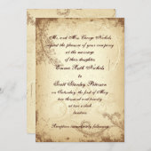 Scroll leaf  bruin beige huwelijksuitnodiging kaart (Voorkant / Achterkant)