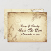 Scroll leaf  bruin beige Save the Date Aankondigingskaart (Voorkant / Achterkant)