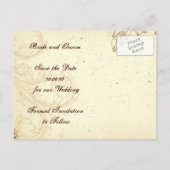 Scroll leaf  bruin beige Save the Date Aankondigingskaart (Achterkant)