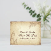 Scroll leaf  bruin beige Save the Date Aankondigingskaart (Staand voorkant)
